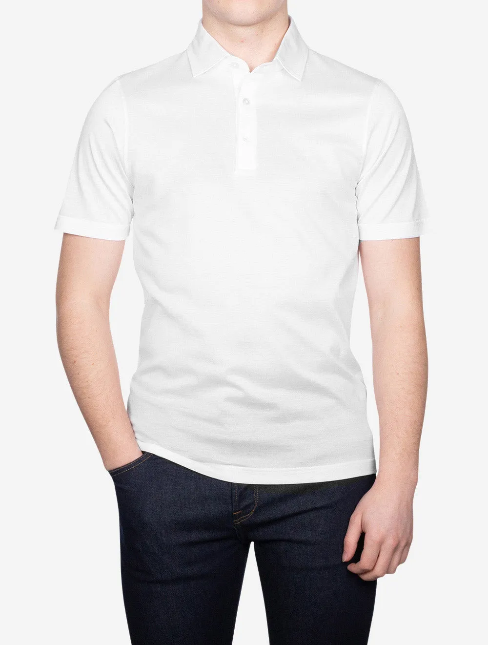 3 Button Polo Shirt Pure White