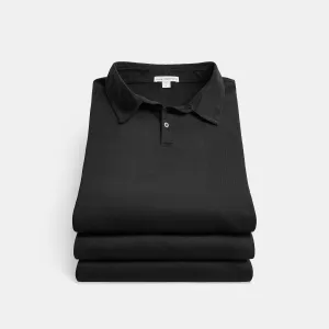 3 Pack Sueded Jersey Polo - Black