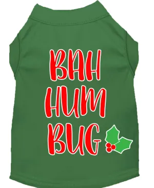 Bah Humbug Screen Print Dog Shirt Green Med