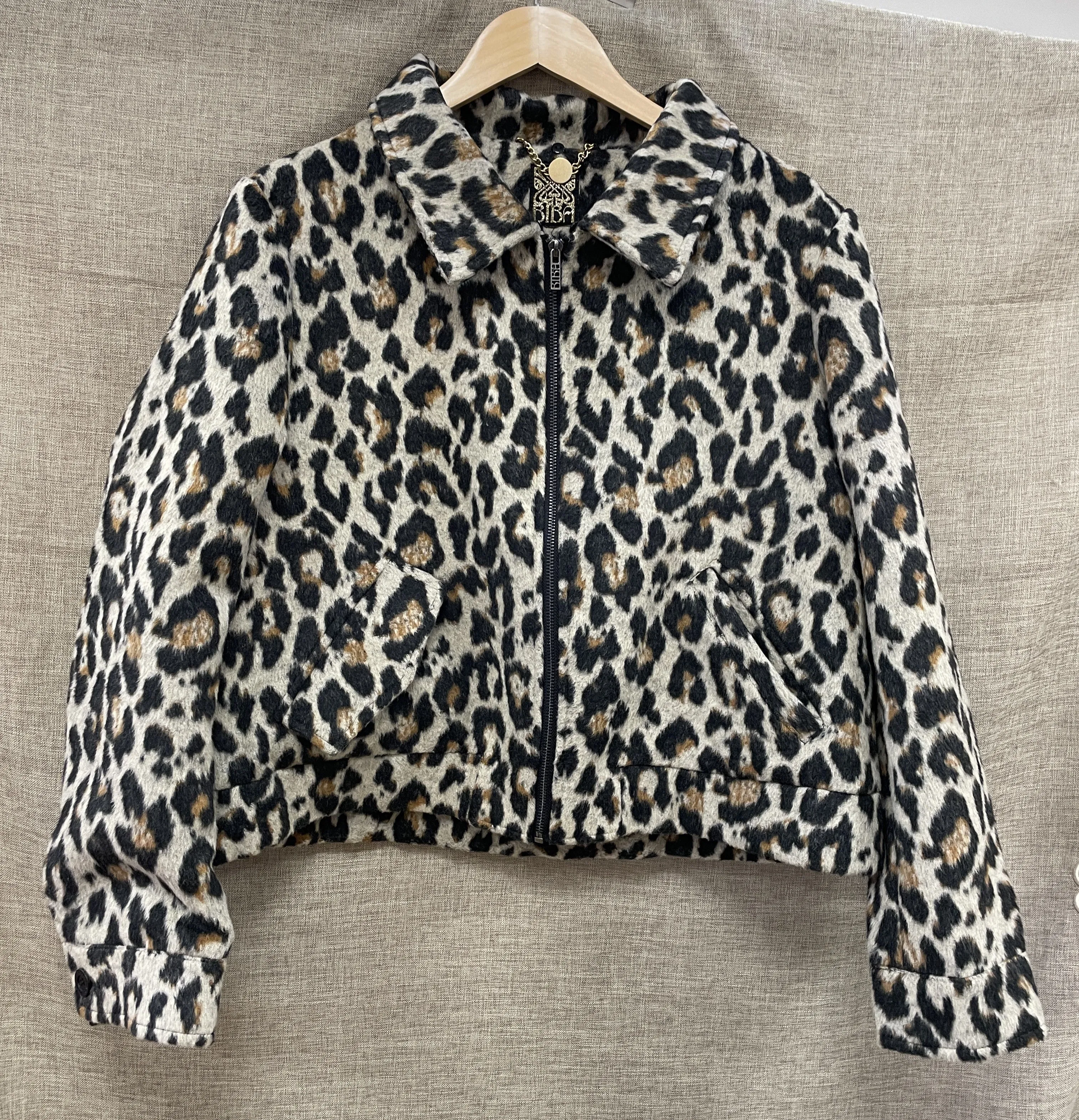 Biba House of Fraser Cream Black & Brown Leopard Animal Print Jacket 18