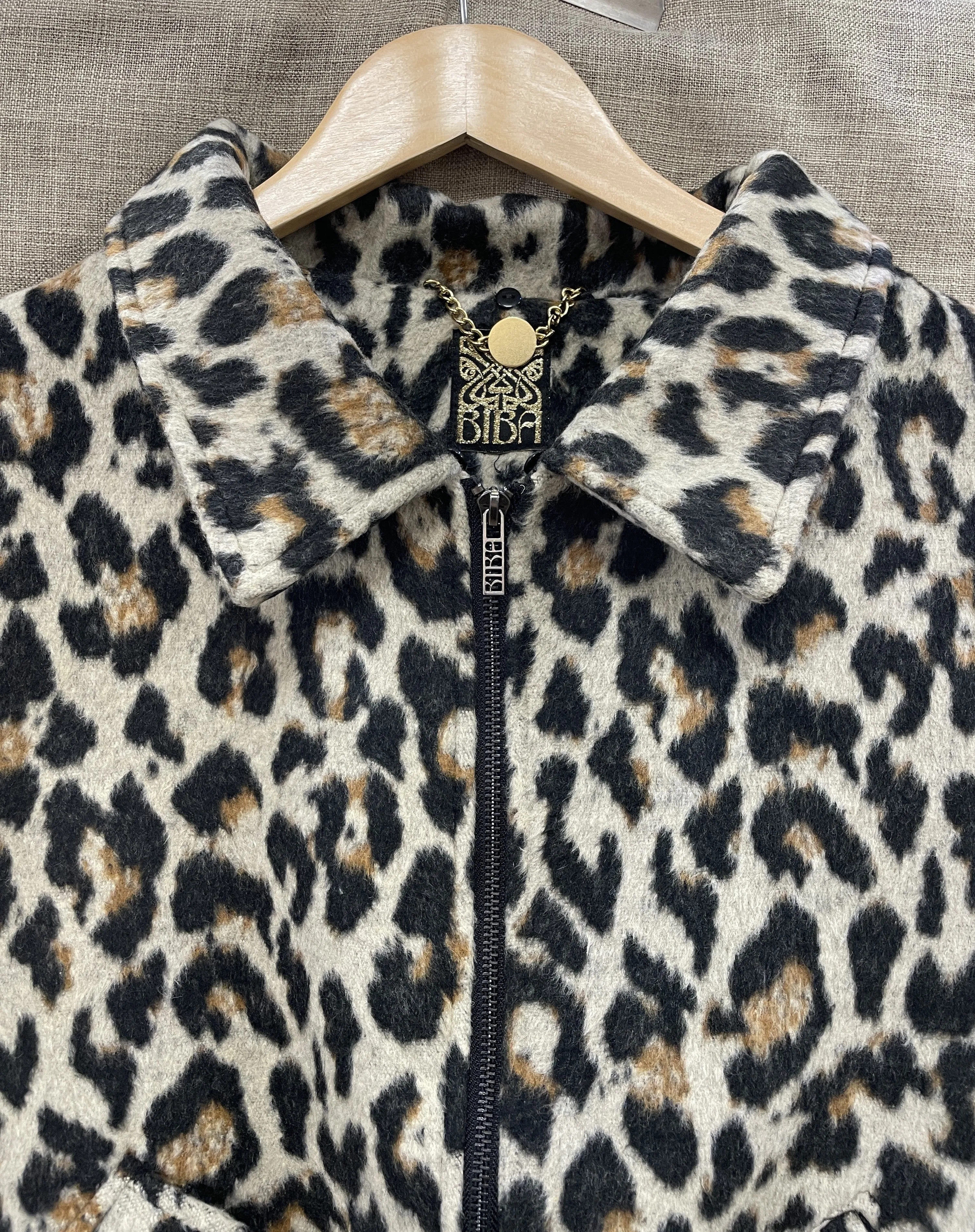 Biba House of Fraser Cream Black & Brown Leopard Animal Print Jacket 18