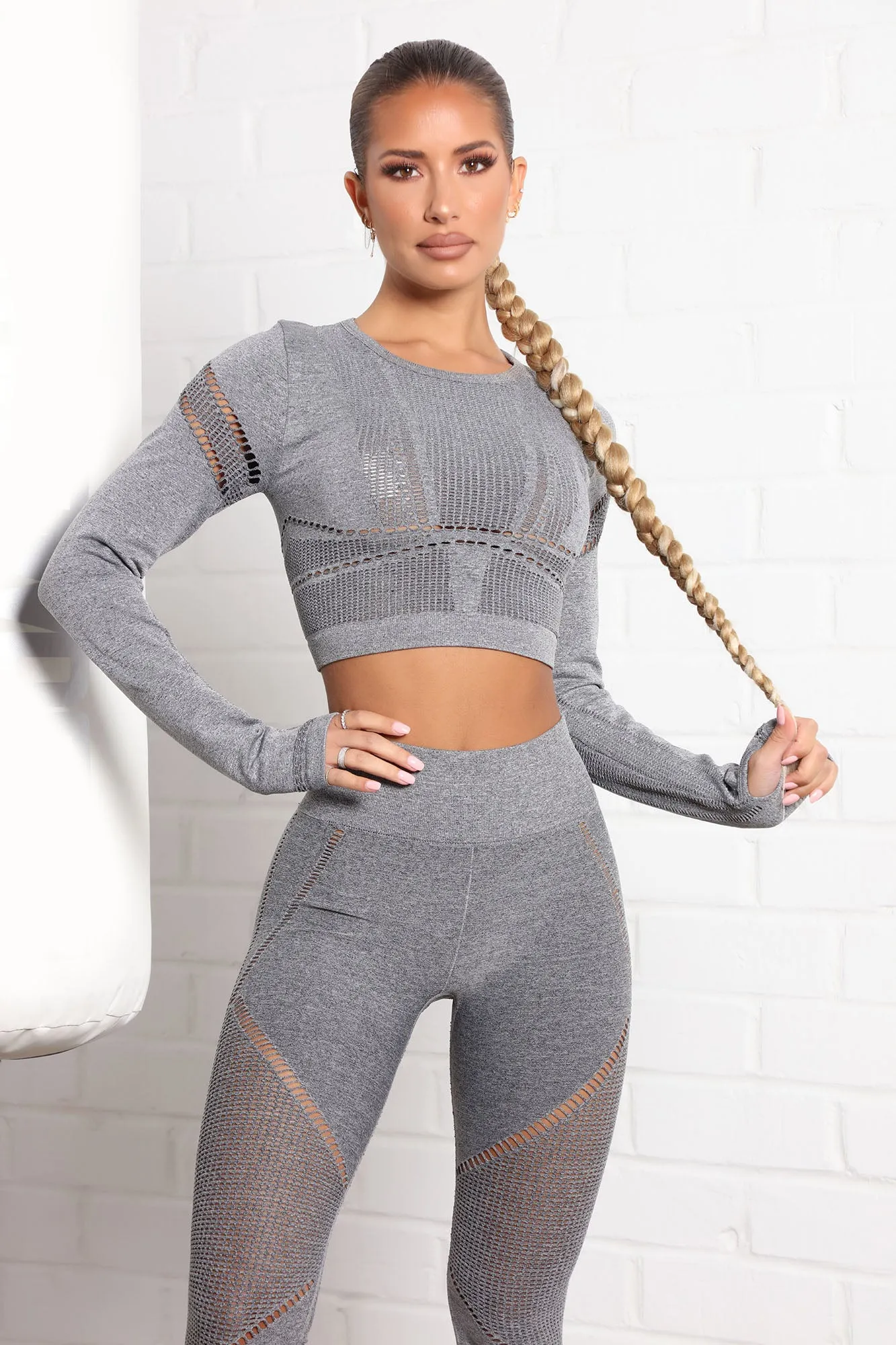 Block Me Active Top In Infinity Seamless - Heather Grey