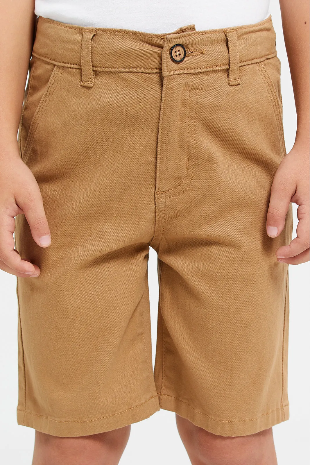 Boys Beige Basic Chino Shorts