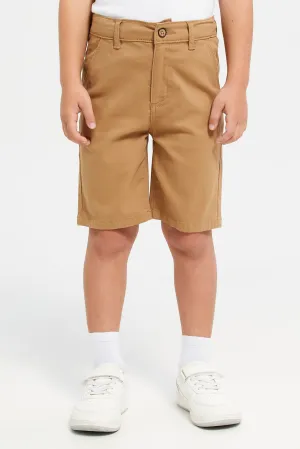 Boys Beige Basic Chino Shorts