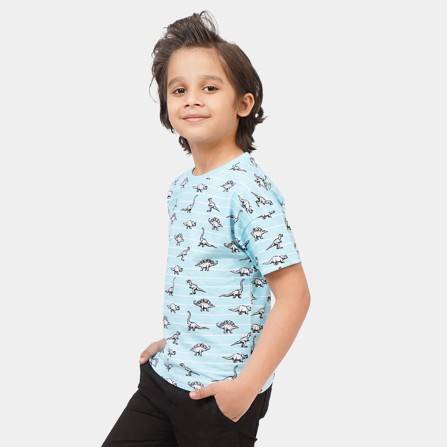 Boys T-Shirt Dino Printed | Light Blue