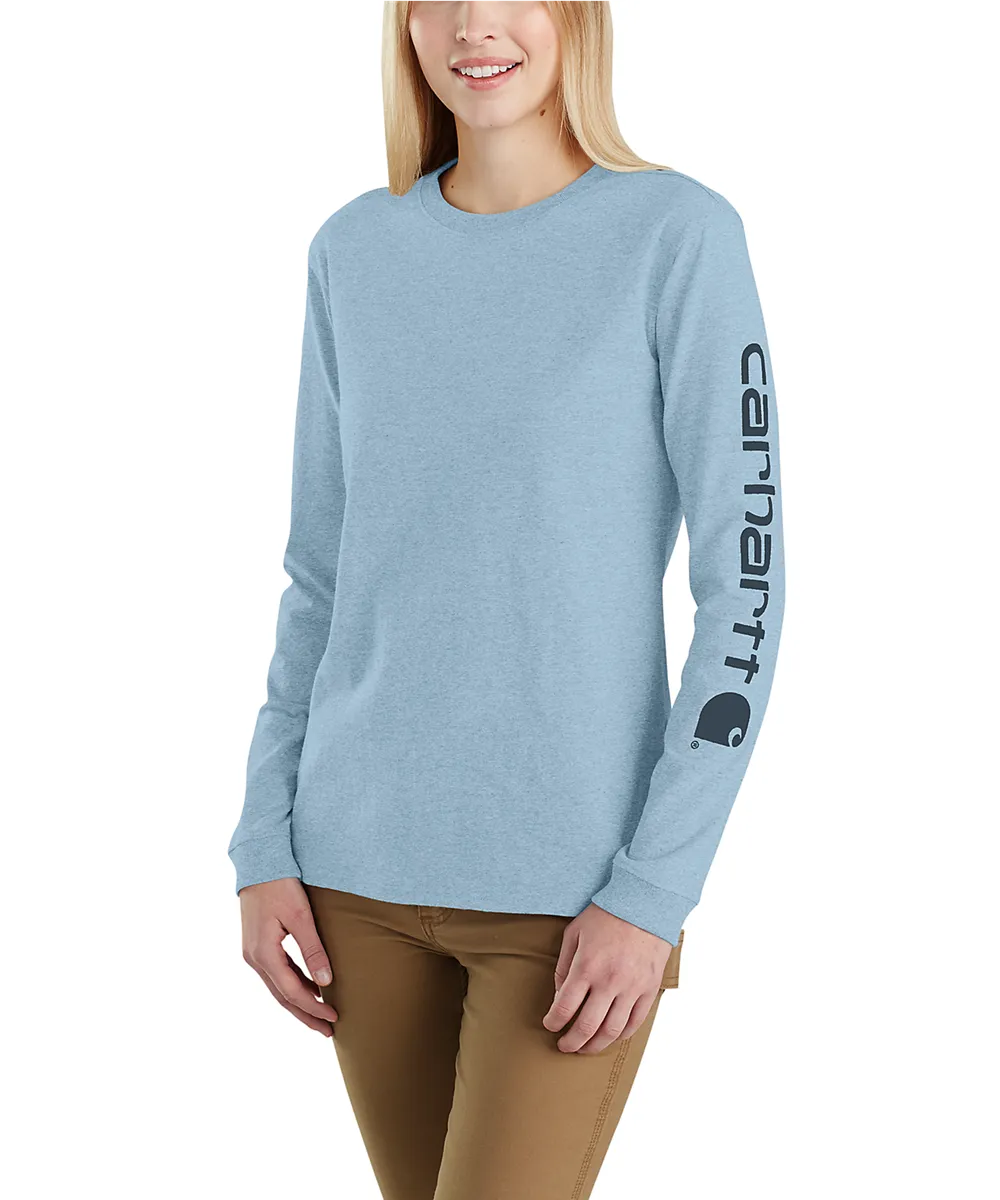 Carhartt Women's Signature Sleeve Logo Long Sleeve T-shirt - Alpine Blue Heather