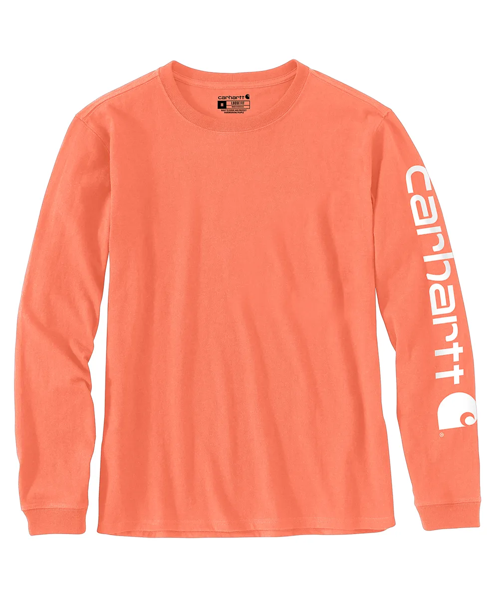 Carhartt Women's Signature Sleeve Logo Long Sleeve T-shirt - Electric Coral