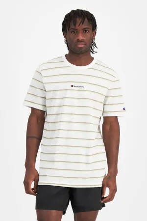 CHAMPION MEN'S STRIPE WHITE TEE