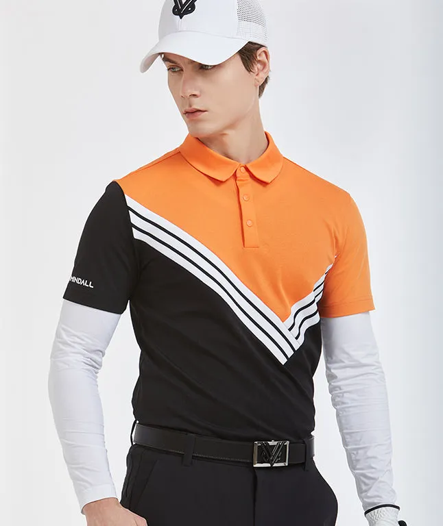 Edge Block Knitting Polo Tee - Orange