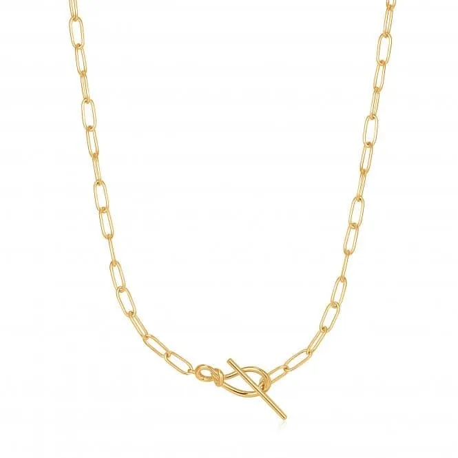 Gold Knot T Bar Chain Necklace N029-01G