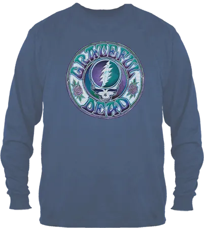 Grateful Dead - Batik Steal your Face on Blue Long Sleeve