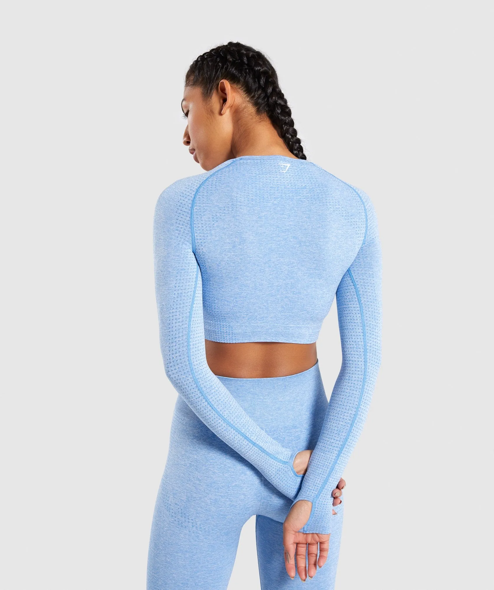 Gymshark Vital Seamless Long Sleeve Crop Top - Blue