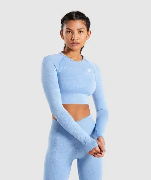 Gymshark Vital Seamless Long Sleeve Crop Top - Blue