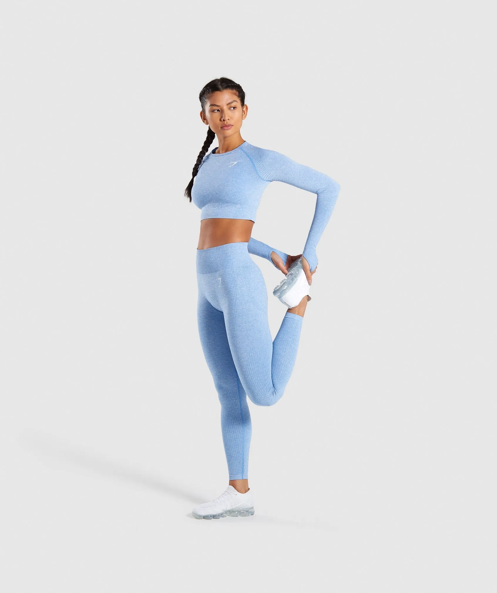 Gymshark Vital Seamless Long Sleeve Crop Top - Blue