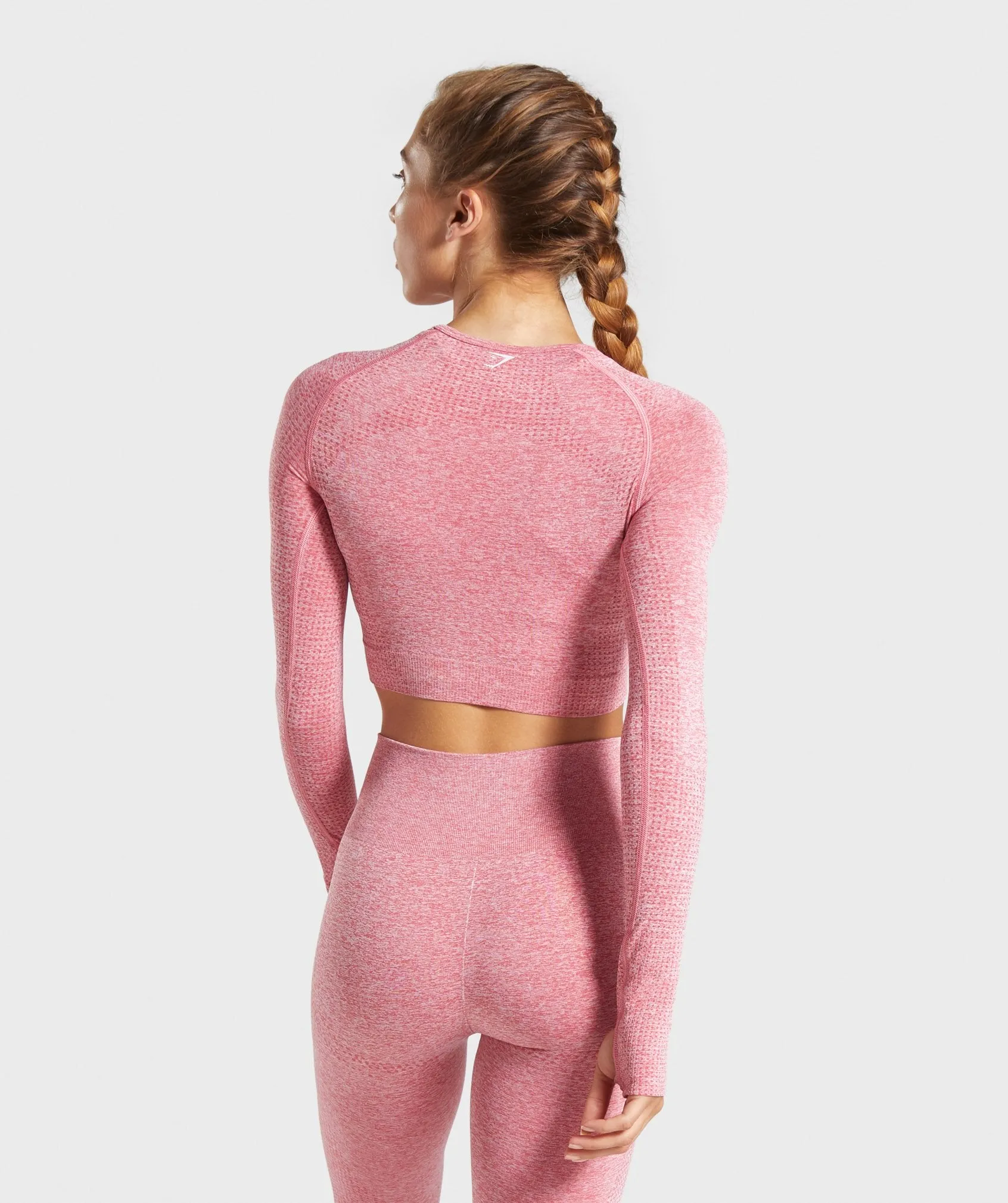 Gymshark Vital Seamless Long Sleeve Crop Top - Pink Marl