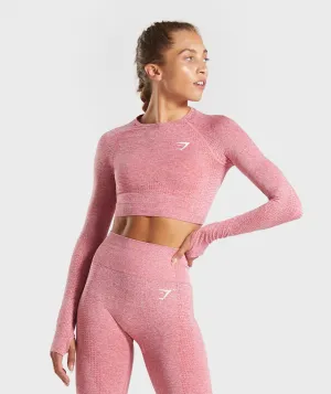 Gymshark Vital Seamless Long Sleeve Crop Top - Pink Marl