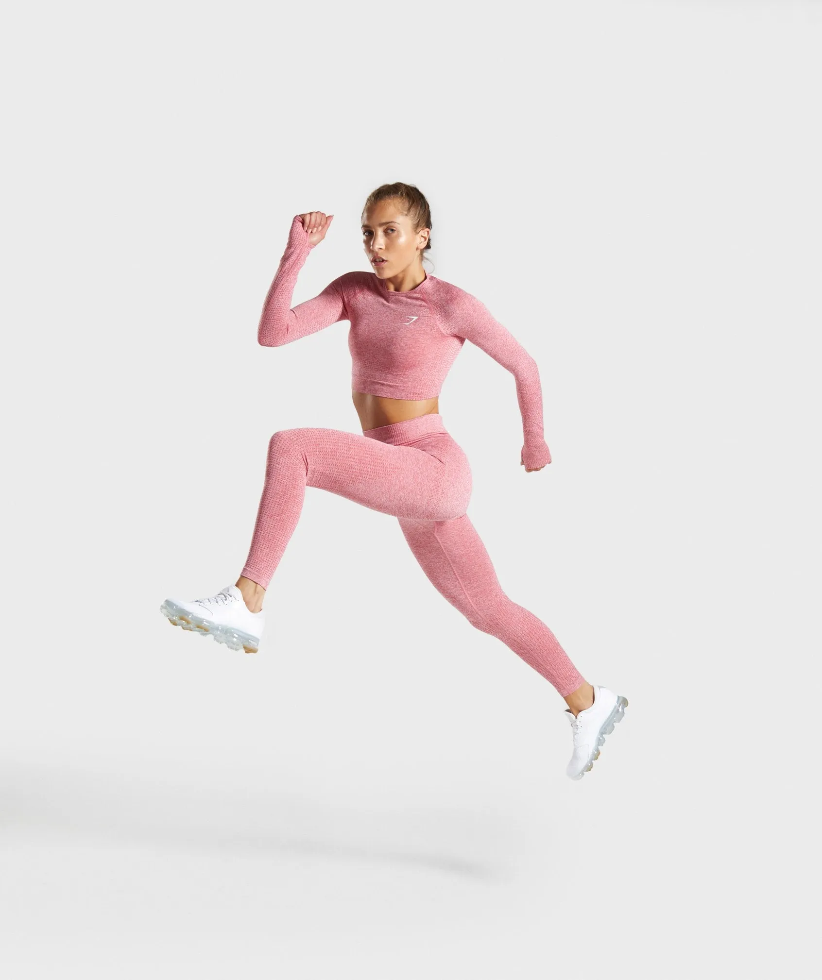 Gymshark Vital Seamless Long Sleeve Crop Top - Pink Marl