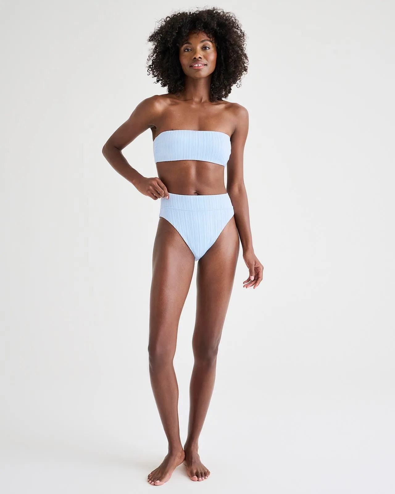 Ice Blue High Waist Swim Bottom