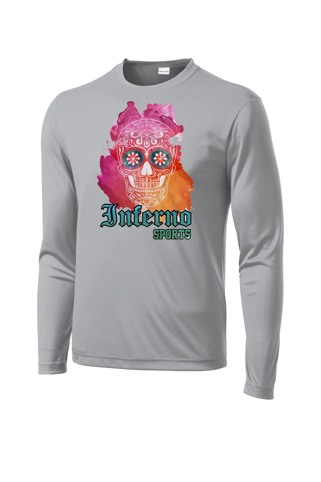 Inferno Sports Watercolor Sugar Skull Long-Sleeve