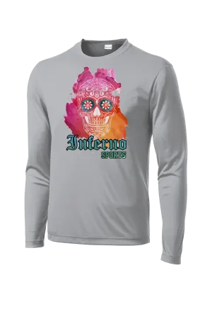 Inferno Sports Watercolor Sugar Skull Long-Sleeve