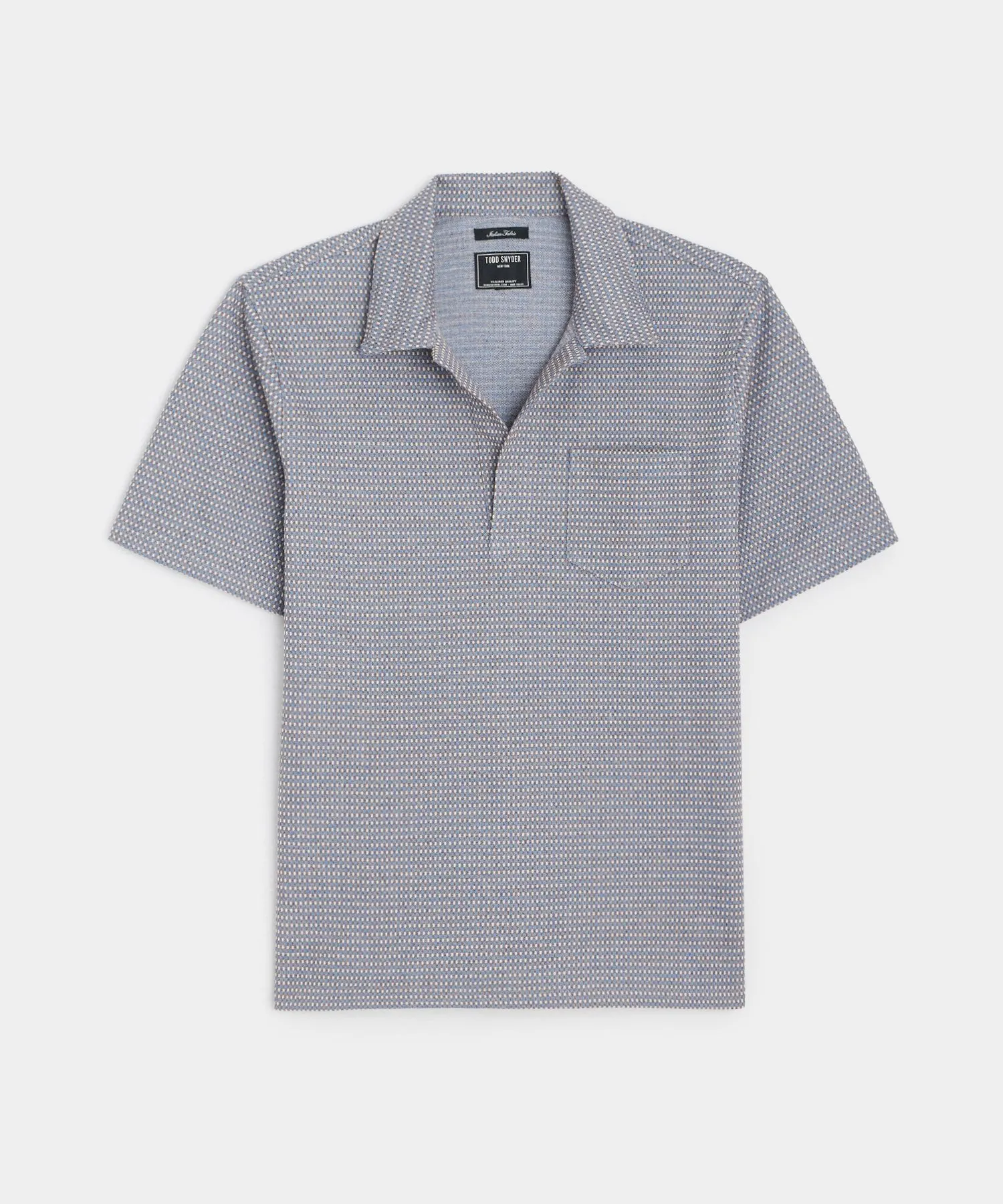 Italian Knit Jacquard Montauk Polo in Sail Blue