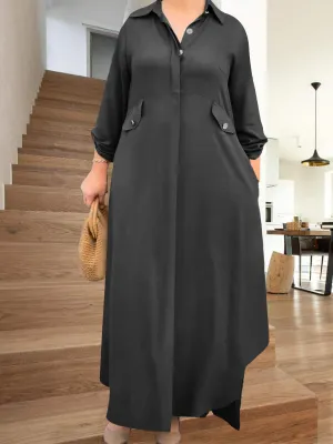 Marinette™ | Elegant Long Polo Dress Tunic Set with Wide Leg Pants