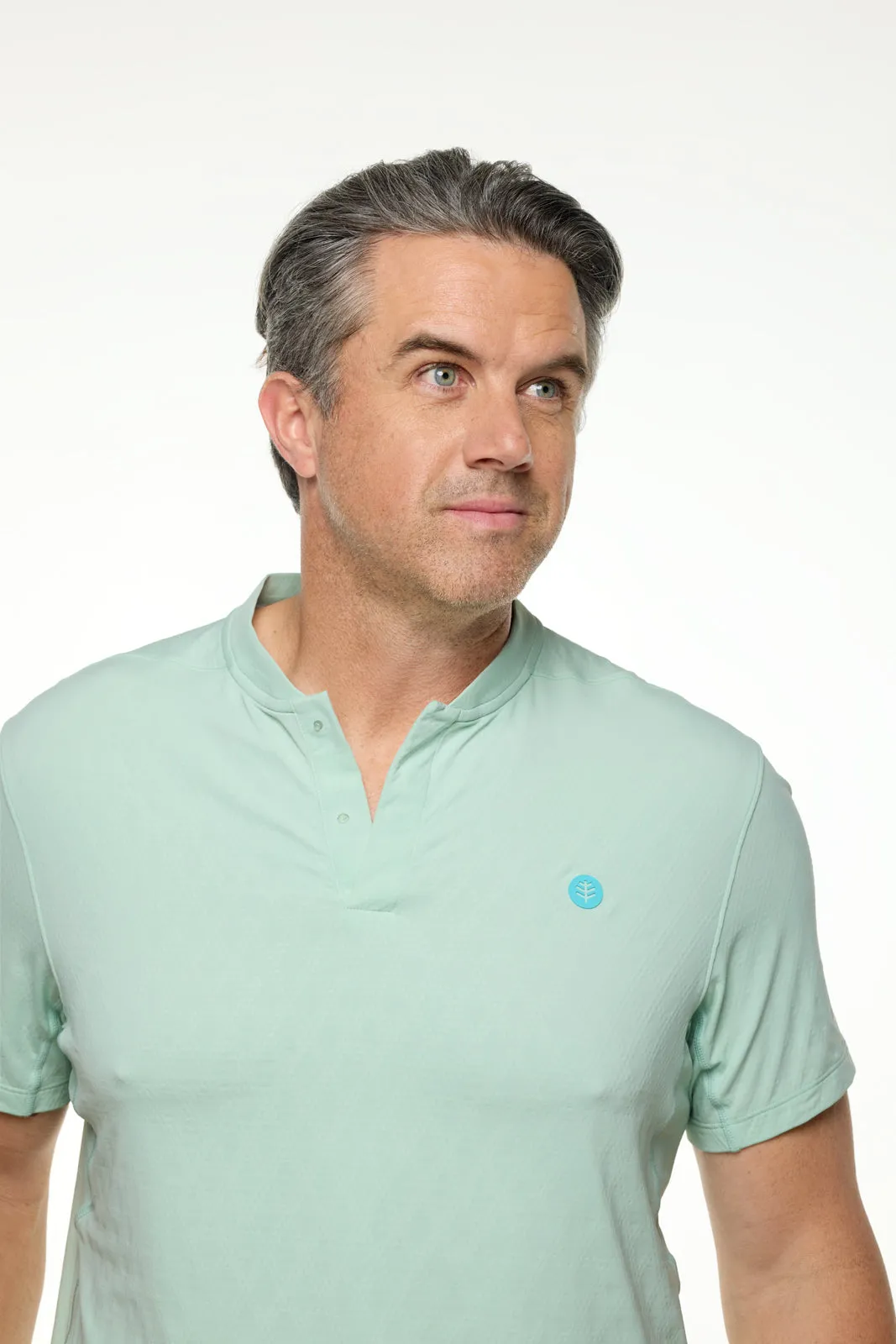 Men's Albatrose Short Sleeve Polo  |  Misty Aqua Diamond Jacquard