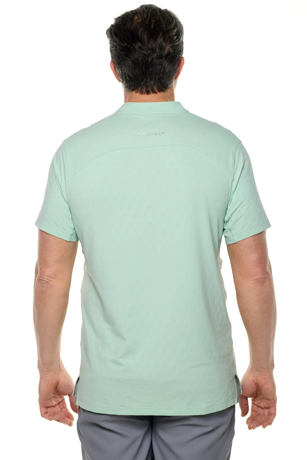 Men's Albatrose Short Sleeve Polo  |  Misty Aqua Diamond Jacquard