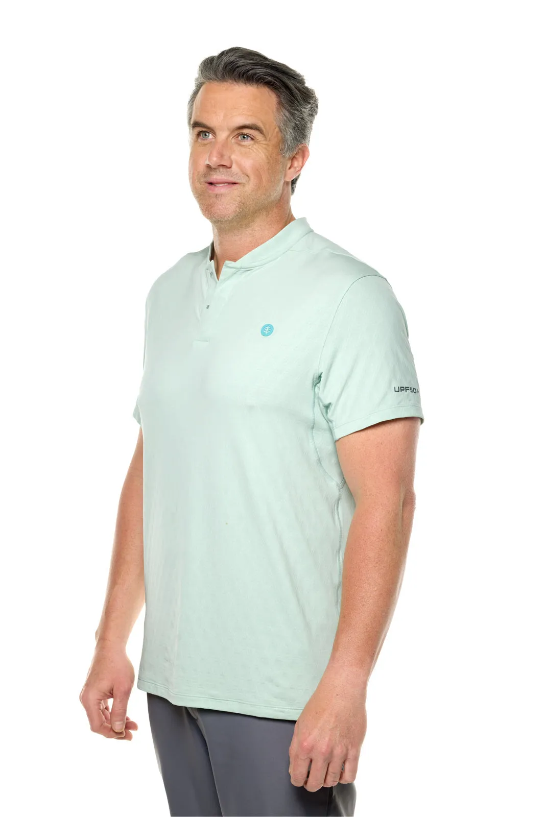 Men's Albatrose Short Sleeve Polo  |  Misty Aqua Diamond Jacquard