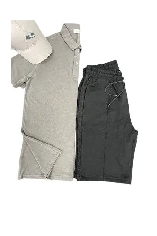 Men's Casual Wear Matched Set - Polo Shirt, 100% Cotton Shorts and Baseball Hat (3 Piece Set)