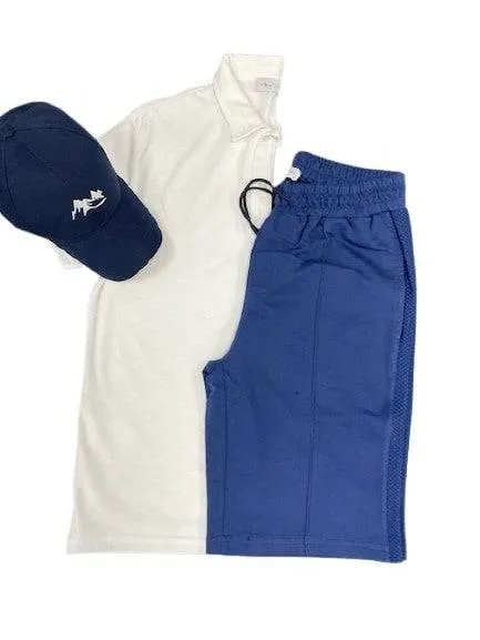 Men's Casual Wear Matched Set - Polo Shirt, 100% Cotton Shorts and Baseball Hat (3 Piece Set)