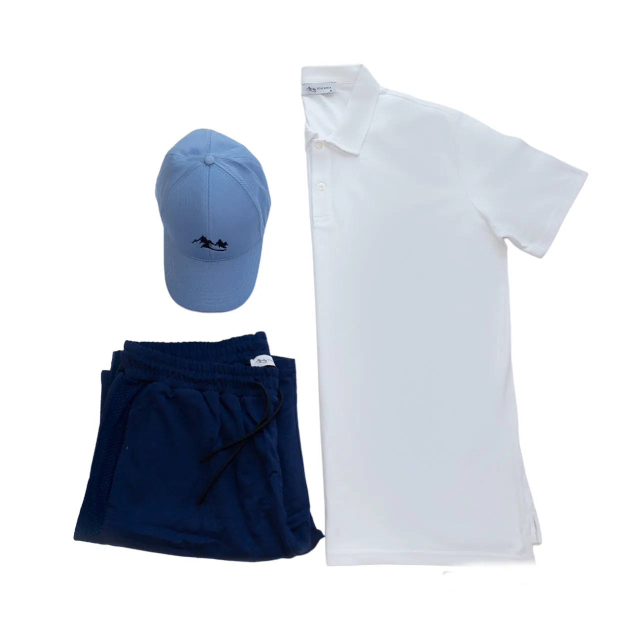 Men's Casual Wear Matched Set - Polo Shirt, 100% Cotton Shorts and Baseball Hat (3 Piece Set)