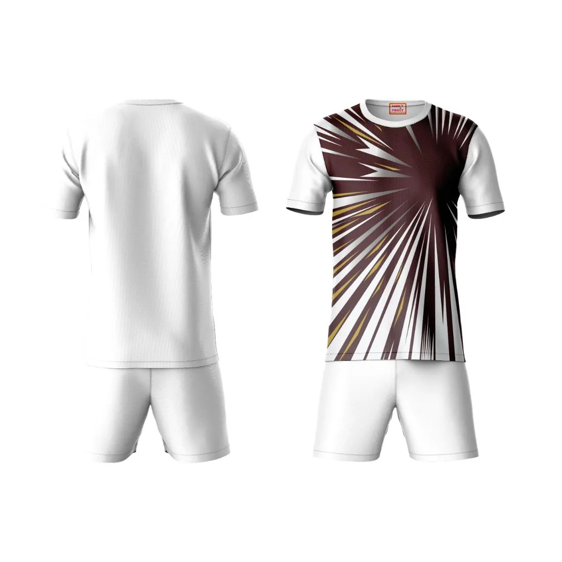 Next Print Round neck jersey white with shorts NPTS194