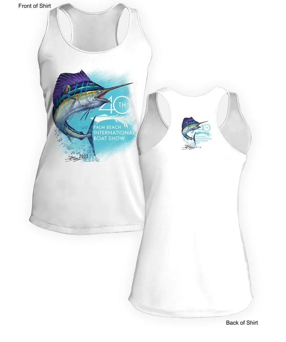 Official 2022 Palm Beach International Boat Show Ladies Tank Top- 100% Poly Performance