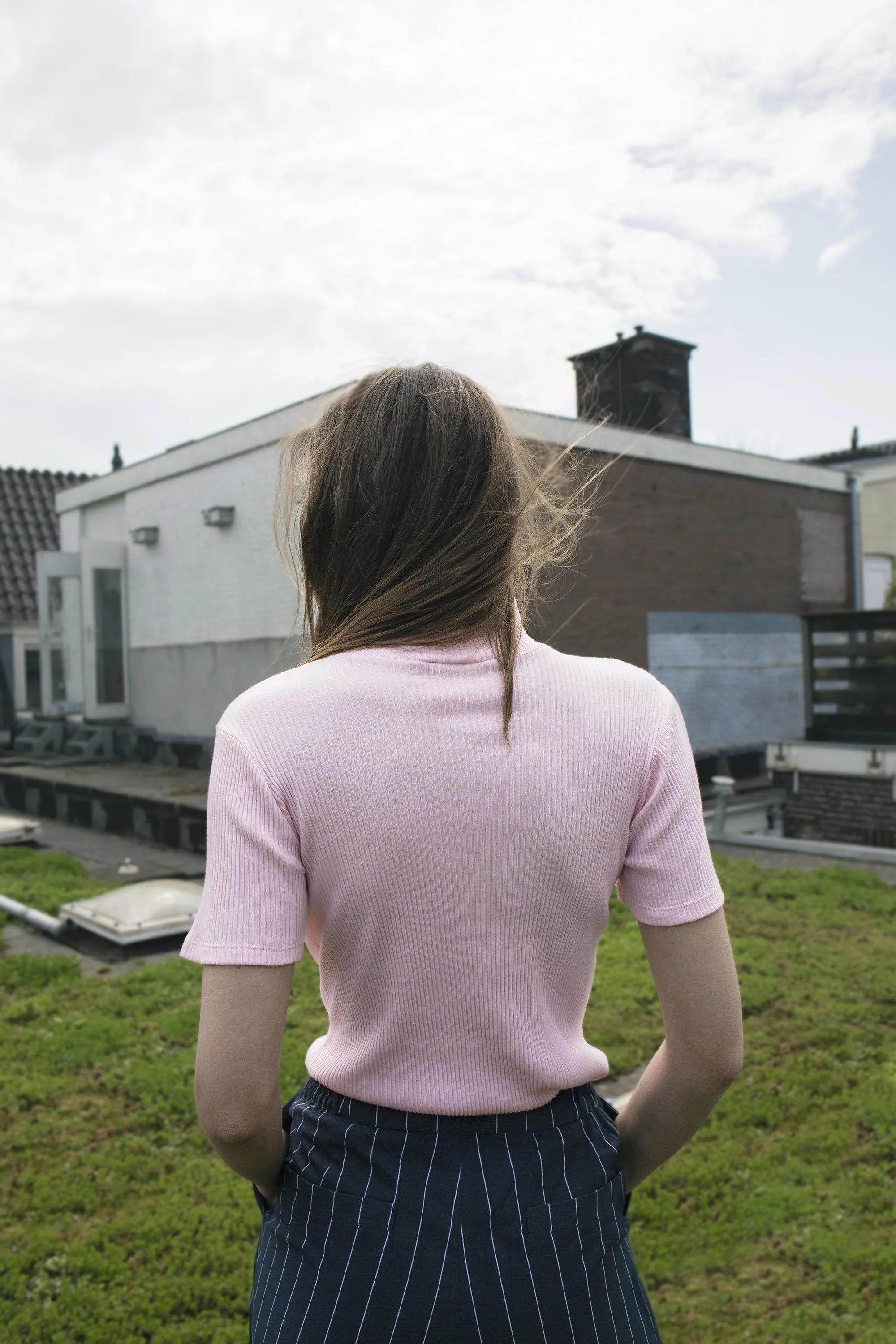 rib tee pink <br> by Signe