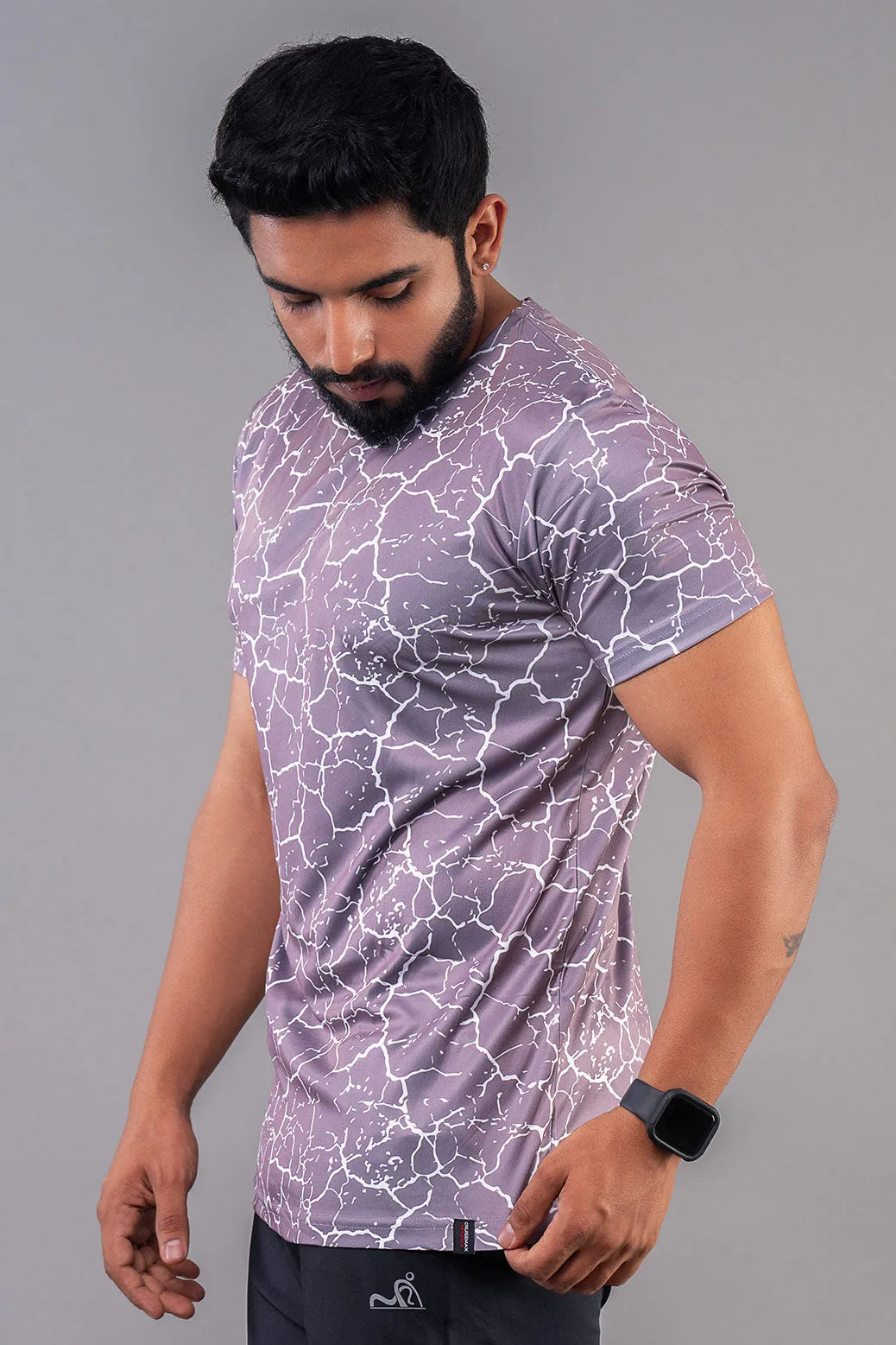 RUDESTYLE MARBEL PRINTED SLIM FIT T-SHIRT - LIGHT GREY