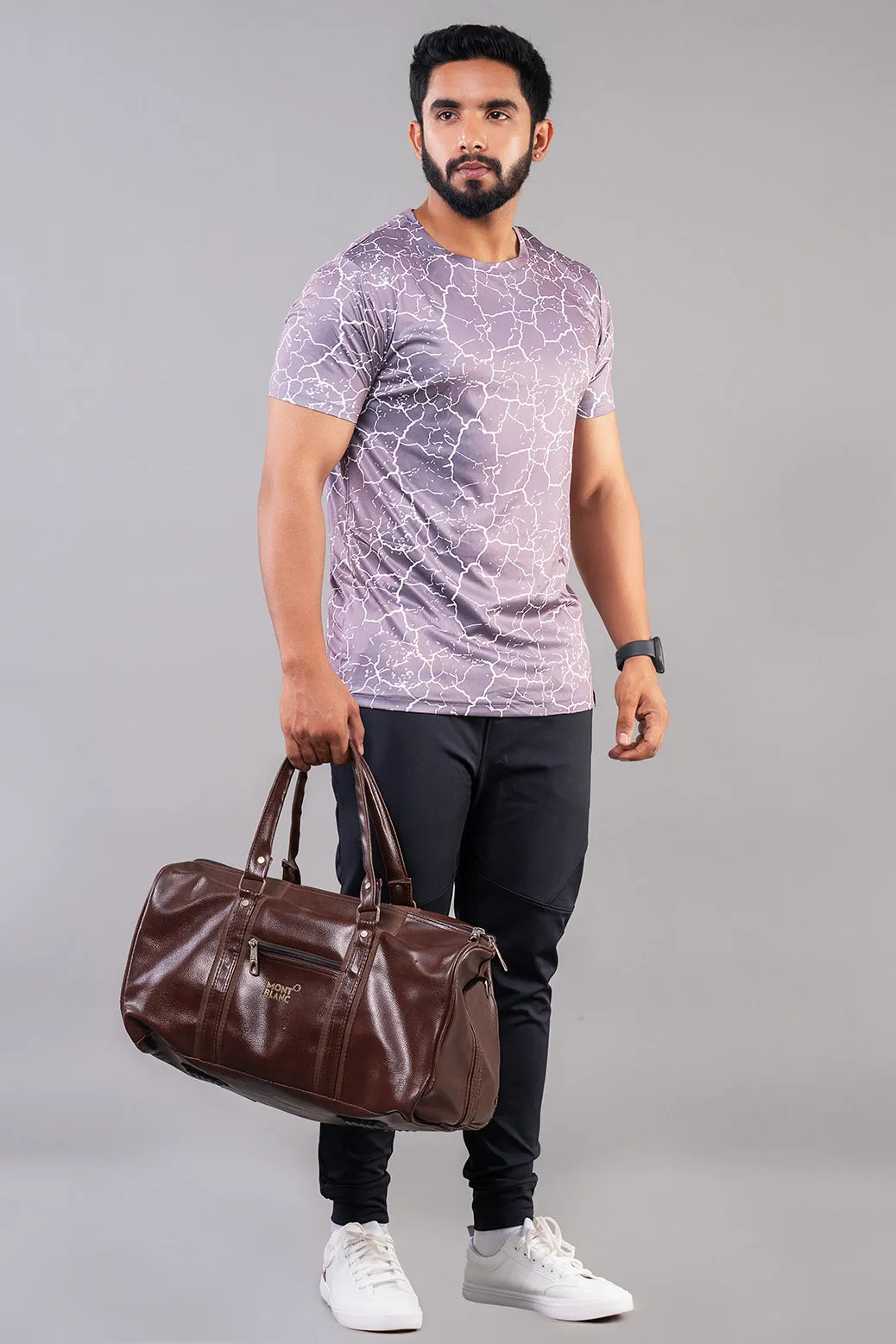 RUDESTYLE MARBEL PRINTED SLIM FIT T-SHIRT - LIGHT GREY