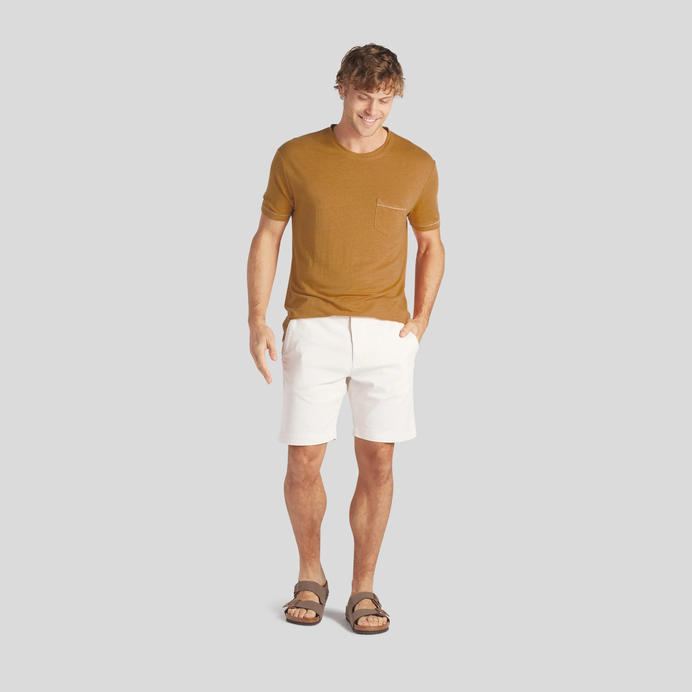 Safari Linen Blend Pocket Tee - Adobe (Final Sale)