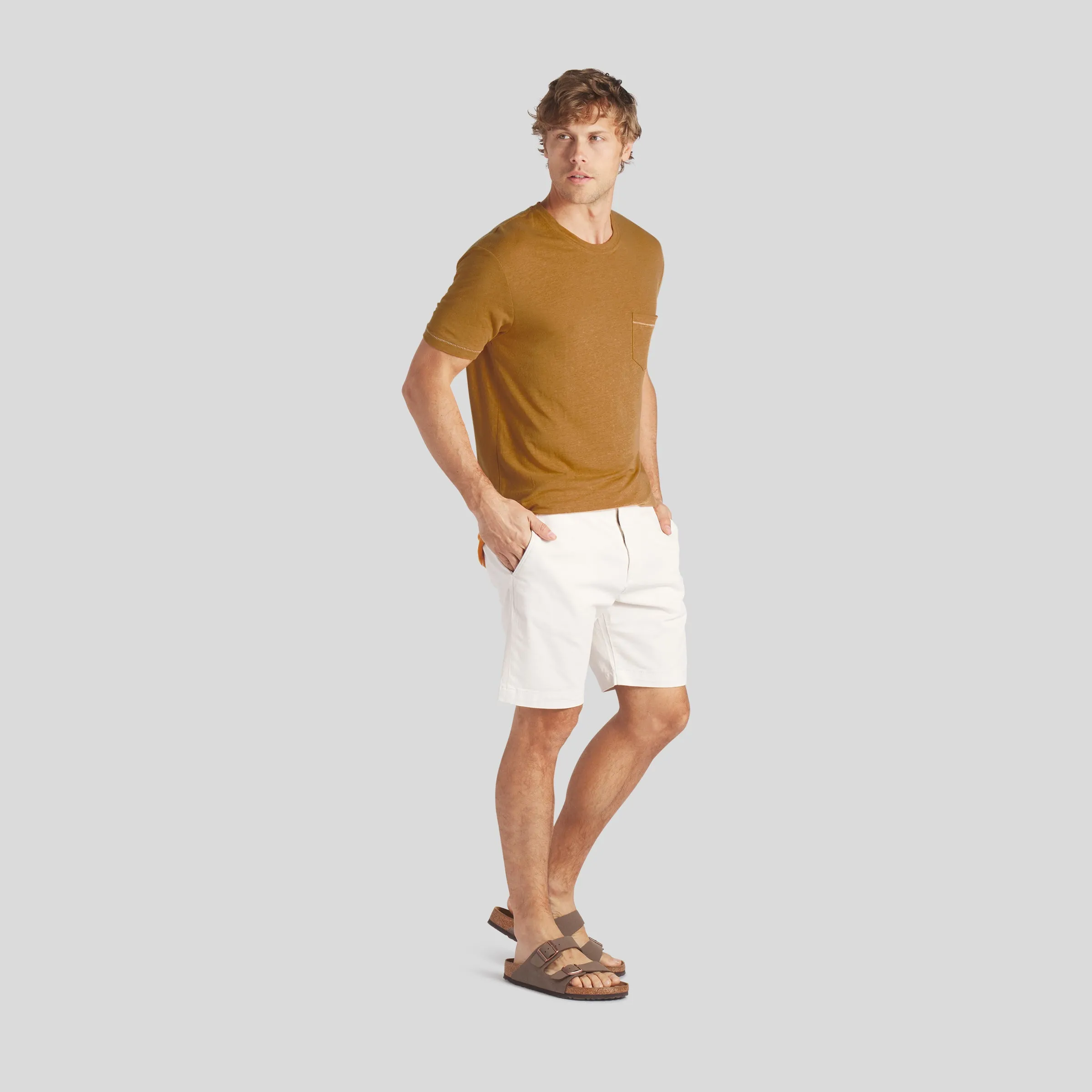 Safari Linen Blend Pocket Tee - Adobe (Final Sale)