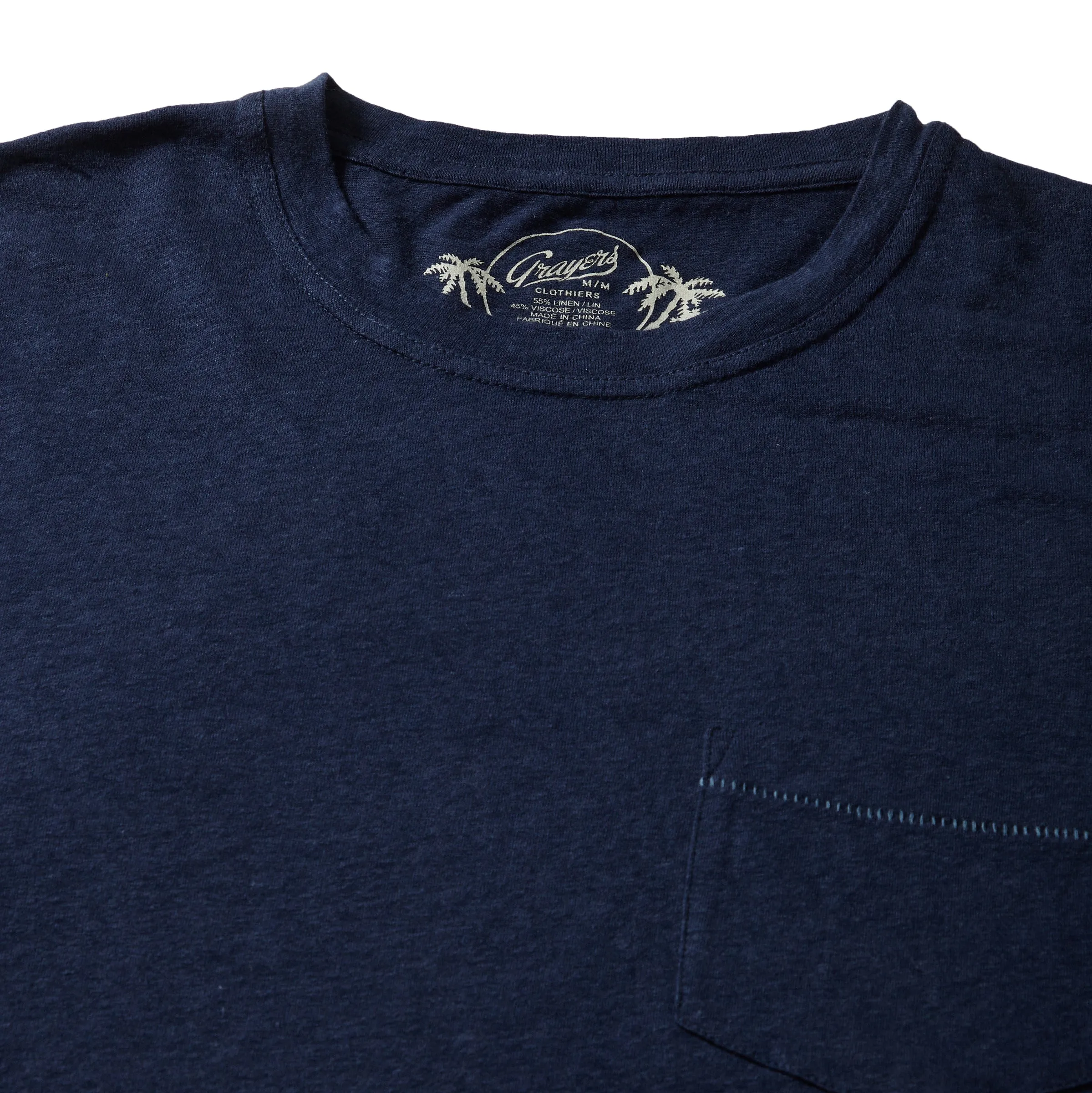 Safari Linen Blend Pocket Tee - Navy (Final Sale)