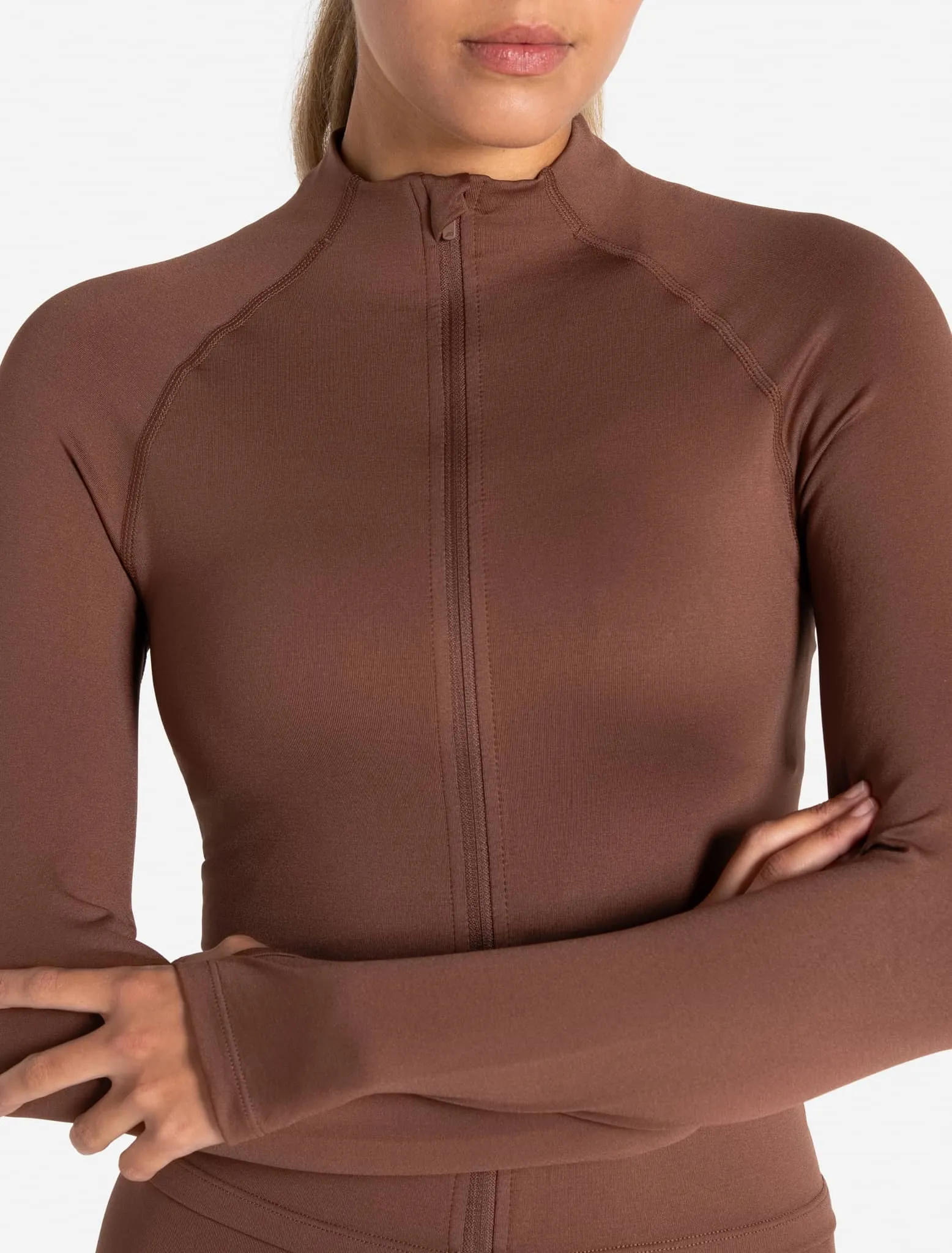 Sculpt Seamless Zip Jacket - Cocoa Brown