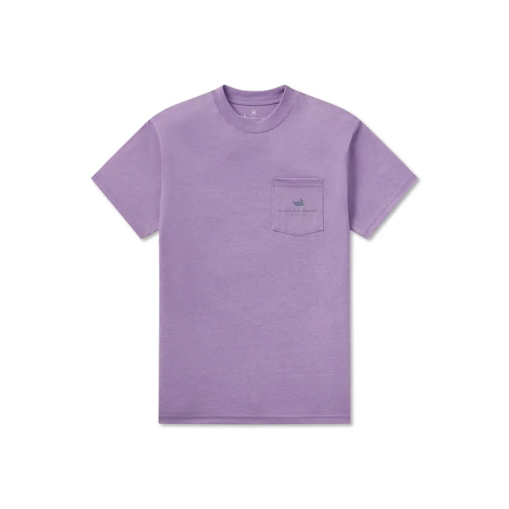 Seawash Tee Posted Pelican in Washed Berry by Southern Marsh