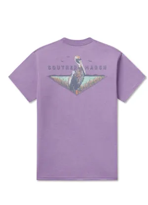 Seawash Tee Posted Pelican in Washed Berry by Southern Marsh