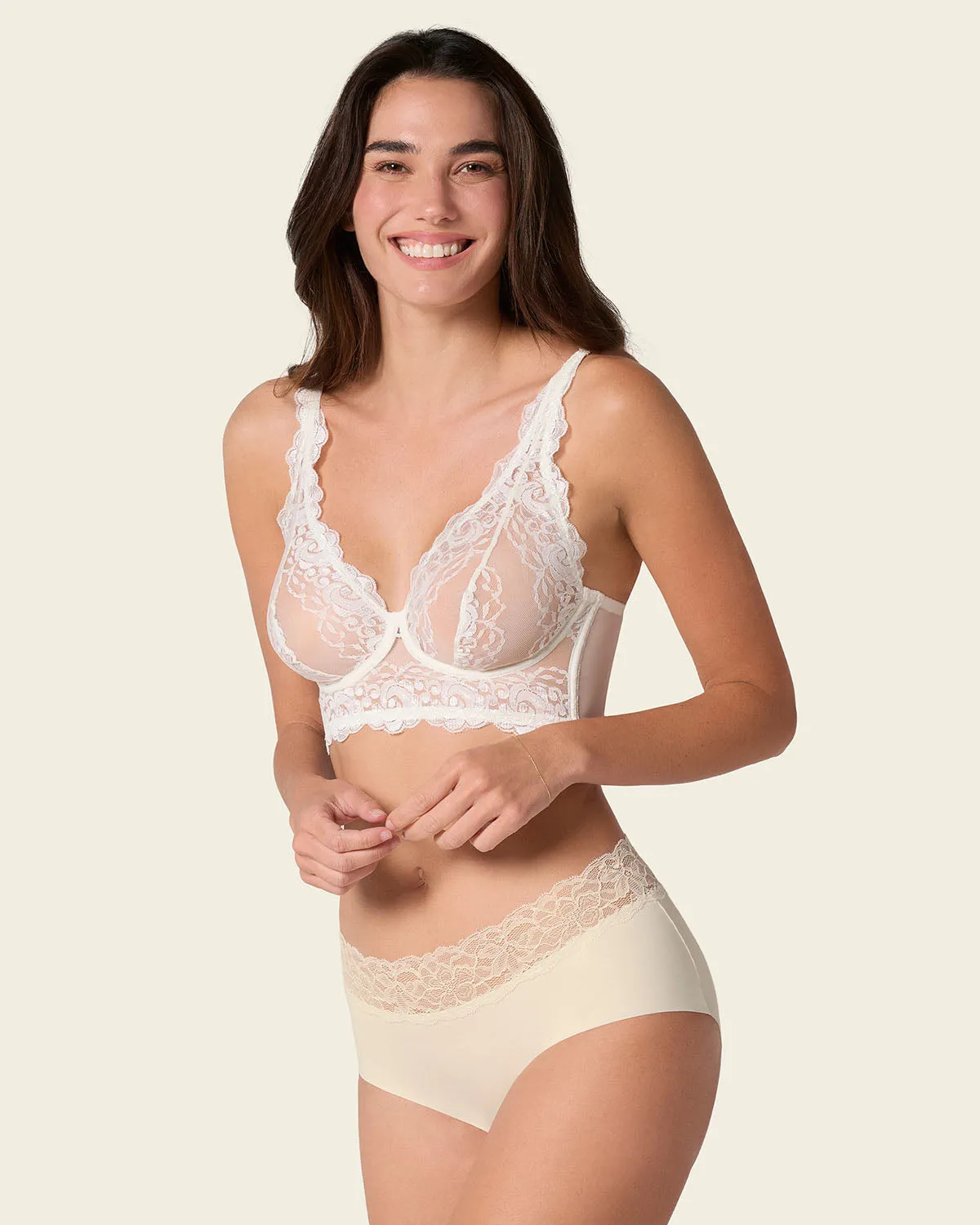 Sheer Lace Bustier Bralette with Underwire