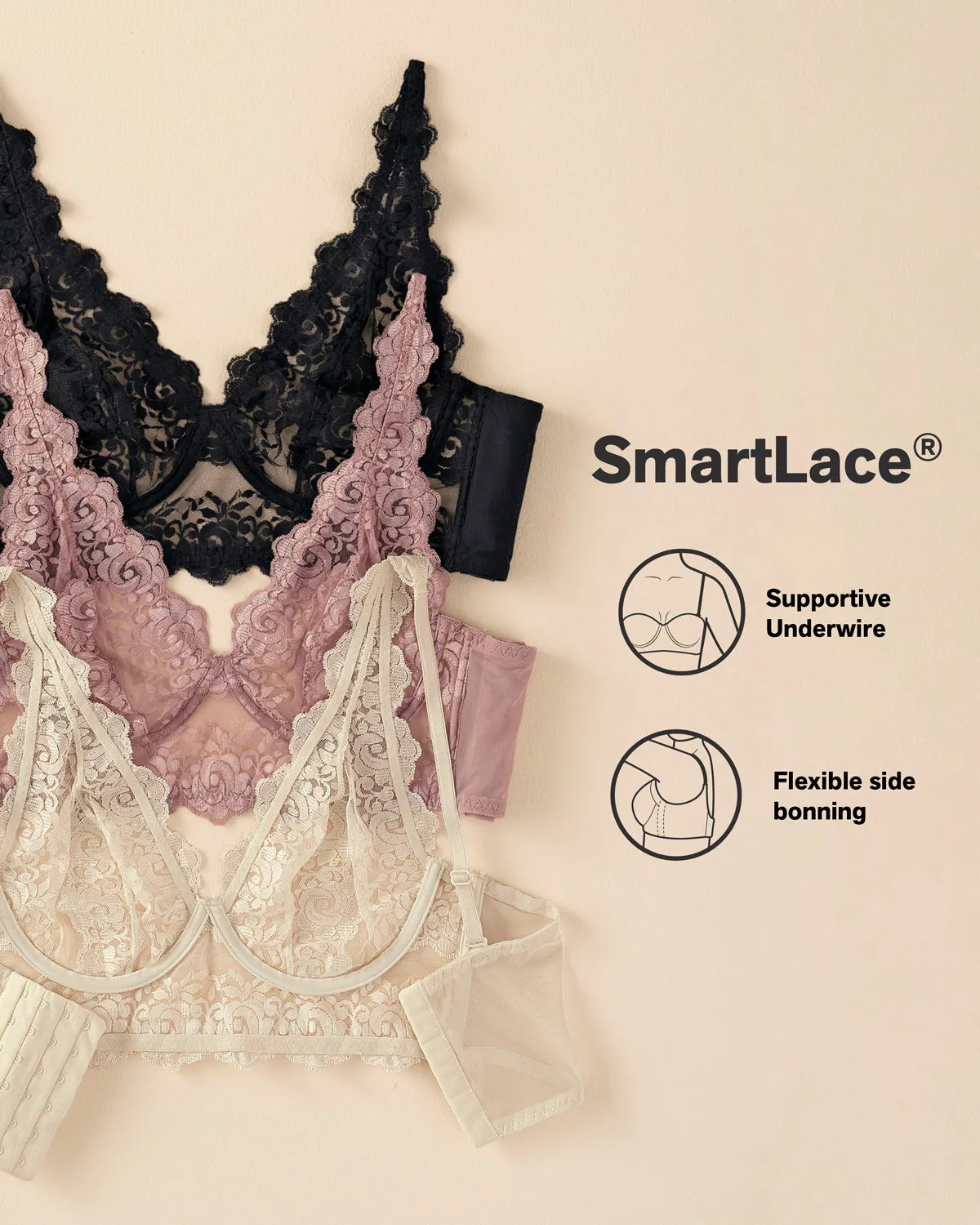 Sheer Lace Bustier Bralette with Underwire