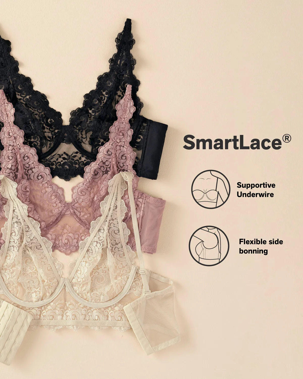 Sheer Lace Bustier Bralette with Underwire