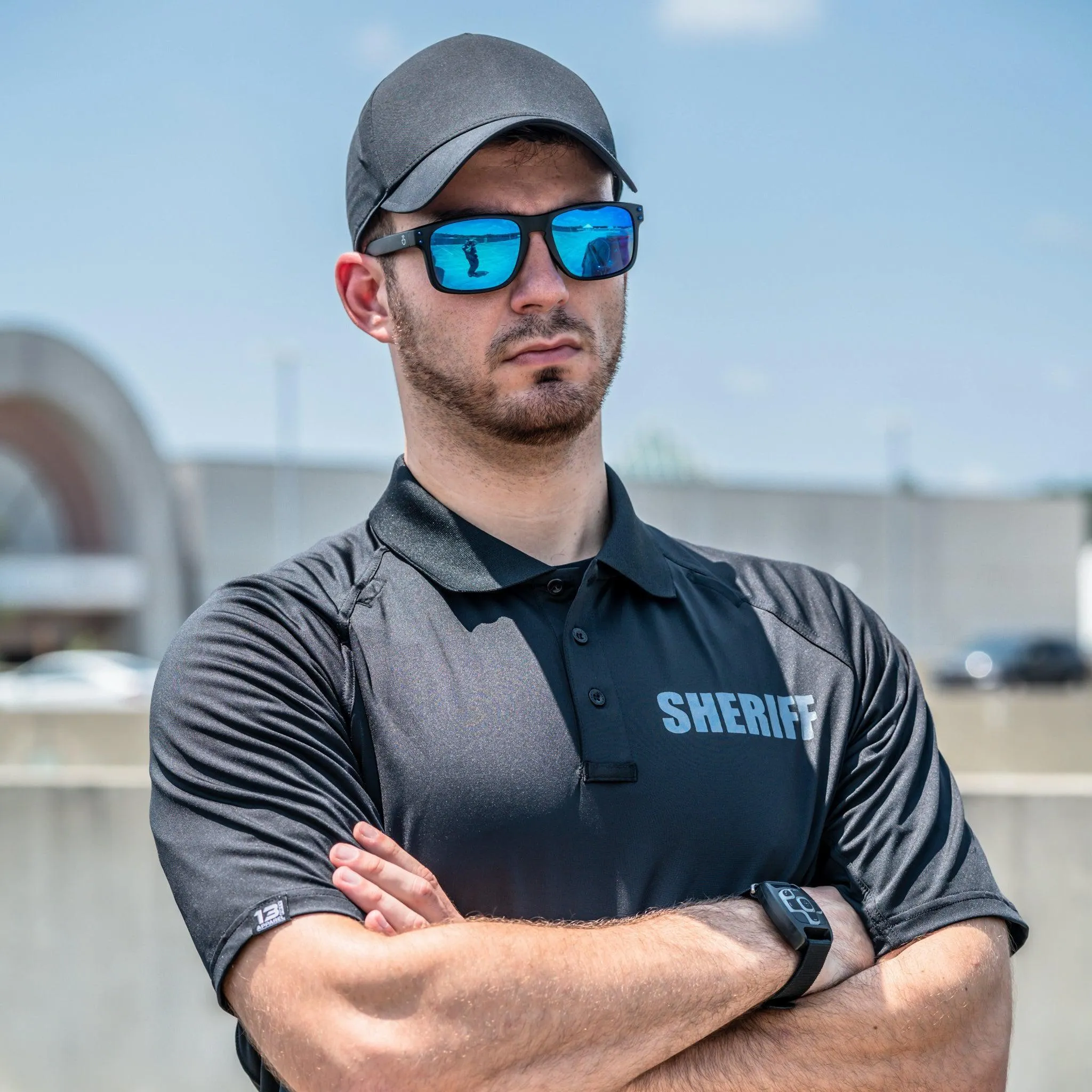 [SHERIFF] Reflective Men's Performance Polo [BLK/REF]