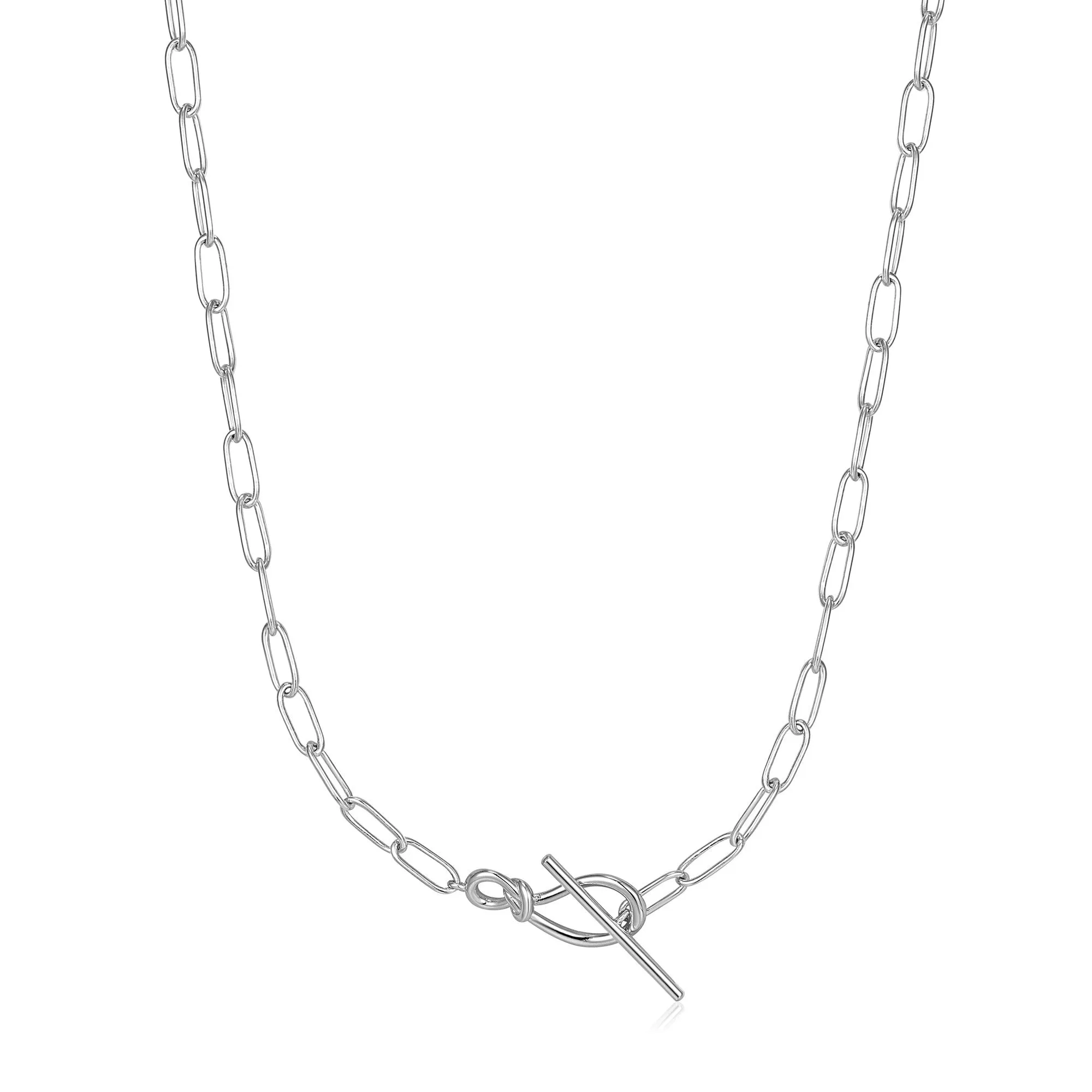 Silver Knot T-Bar Chain Necklace