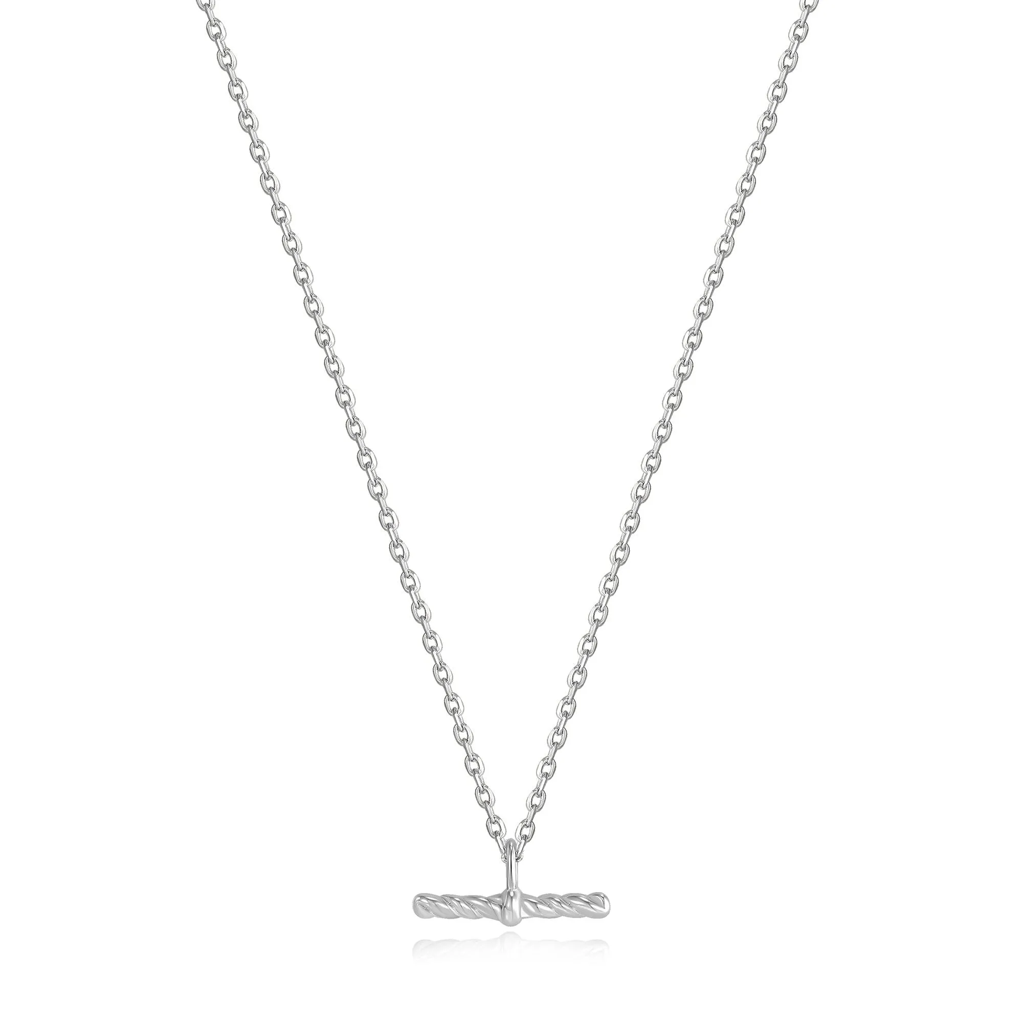 Silver Rope T-Bar Necklace