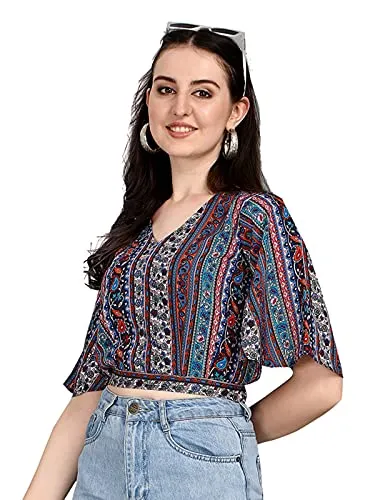 SIRIL Women's Regular Fit Crop Top(215TK113-S_Multi)